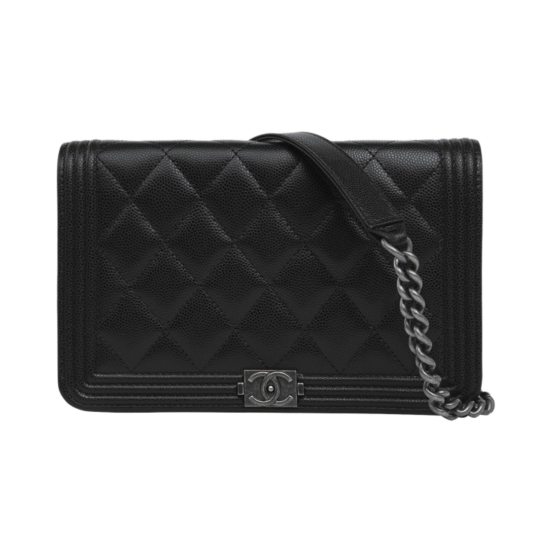 샤넬 보이 샤넬 체인 지갑 그레인드 카프스킨 & 루테늄 메탈 블랙(Chanel Boy Chanel Wallet On Chain Grained Calfskin & Ruthenium Black)