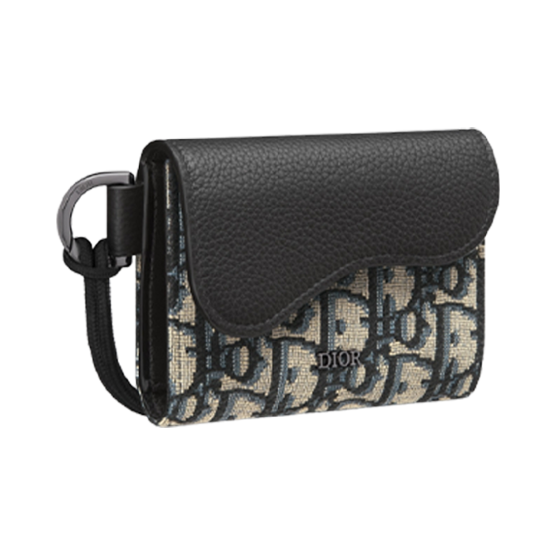 디올 새들 플랩 카드 홀더 베이지 블랙 오블리크 자카드 블랙(Dior Saddle Flap Card Holder Beige Black Oblique Jacquard Black) - 2