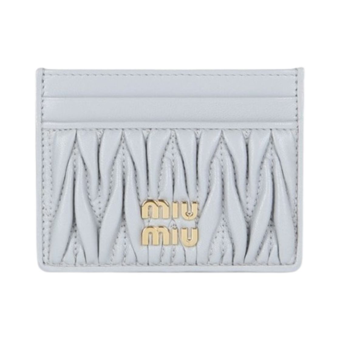 미우 미우 마테라쎄 나파 가죽 카드 홀더 콘플라워 블루(Miu Miu Matelasse Nappa Leather Card Holder Cornflower Blue)
