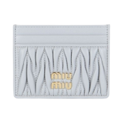 Miu Miu Matelasse Nappa Leather Card Holder Cornflower Blue