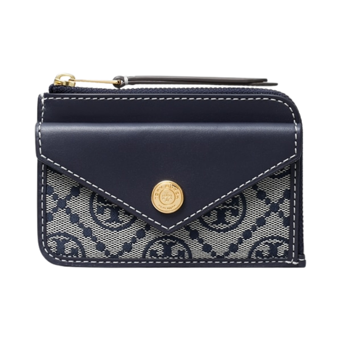 165035-405 Tory Burch T Monogram Zip Card Case Tory Navy