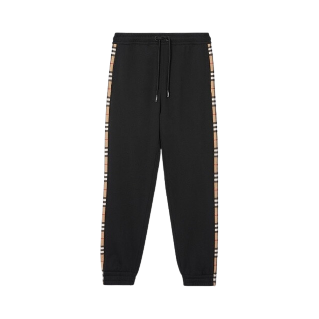 8026273 Burberry Vintage Check Panel Cotton Sweatpants Black