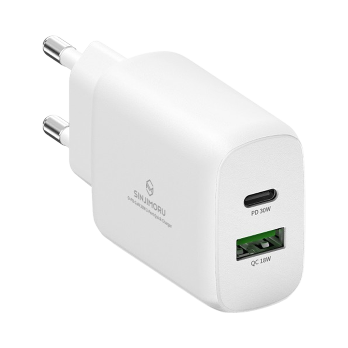 신지모루 GaN 30w 초고속 듀얼포트 충전기 USB-C PD PPS 아이폰 갤럭시 어댑터 화이트(SINJIMORU GaN 30W Quick Dual Port Charger USB-C PD PPS iPhone Galaxy Adapter White)