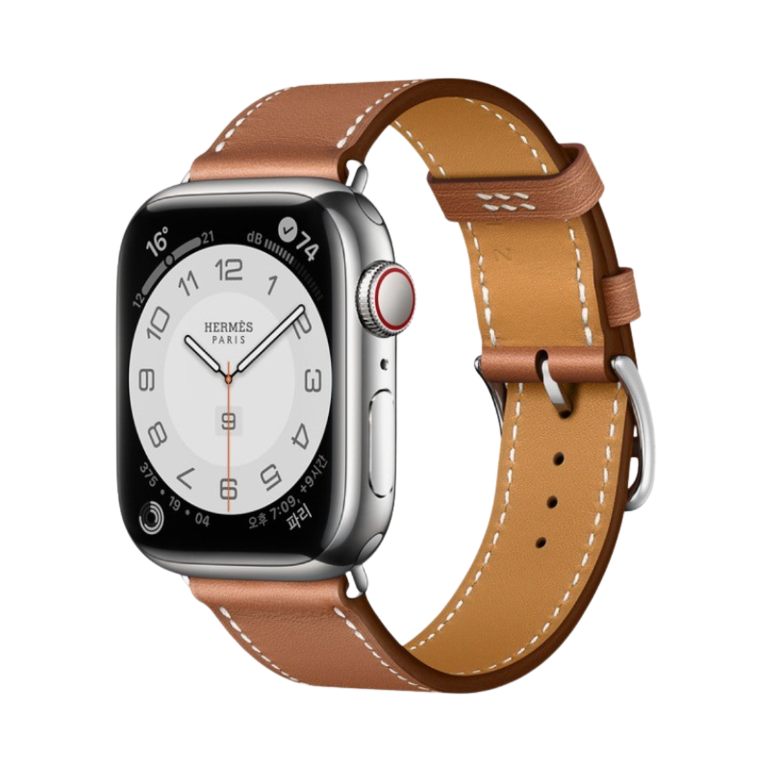 애플 워치 7 에르메스 41mm 실버 스테인리스 스틸 케이스 싱글 투어 골드 (국내 정식 발매 제품)