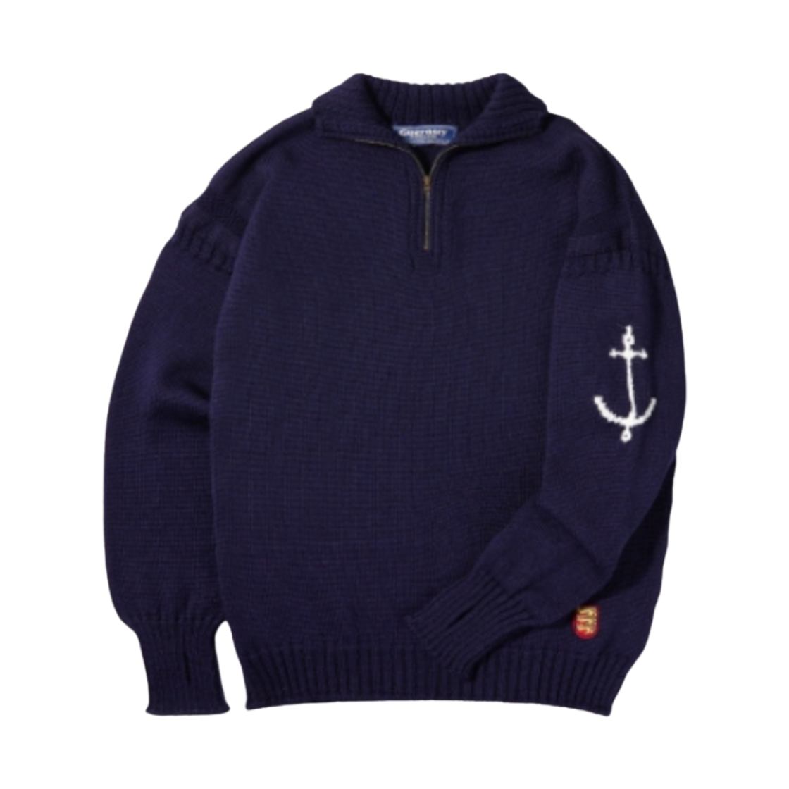 - Guernsey Woollens Fisherman Half-Zip Sweater Navy