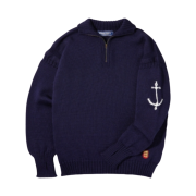 Guernsey Woollens Fisherman Half-Zip Sweater Navy
