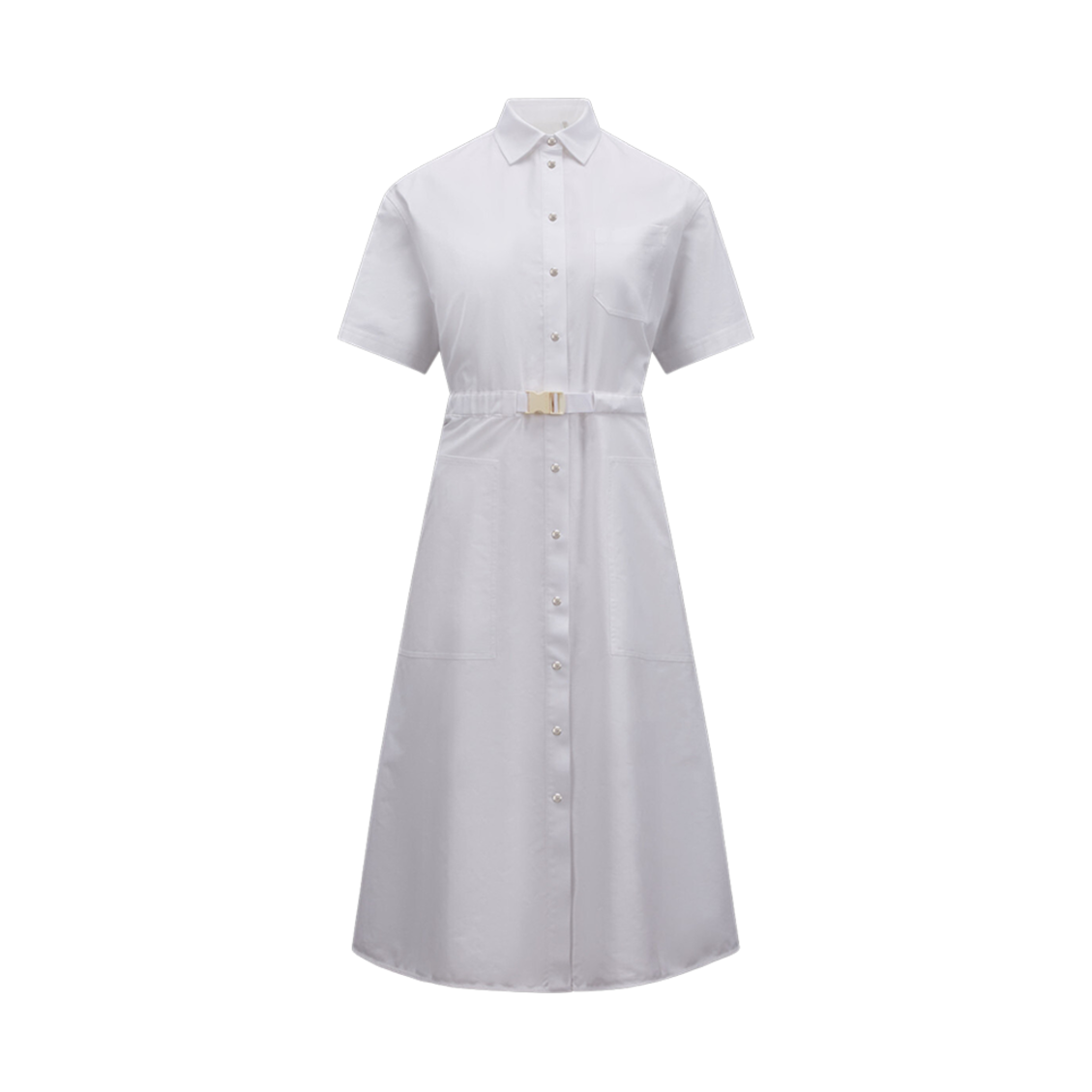 (W) 몽클레르 코튼 셔츠 드레스 오프 화이트 - 23SS((W) Moncler Cotton Shirt Dress Off White - 23SS) - 1