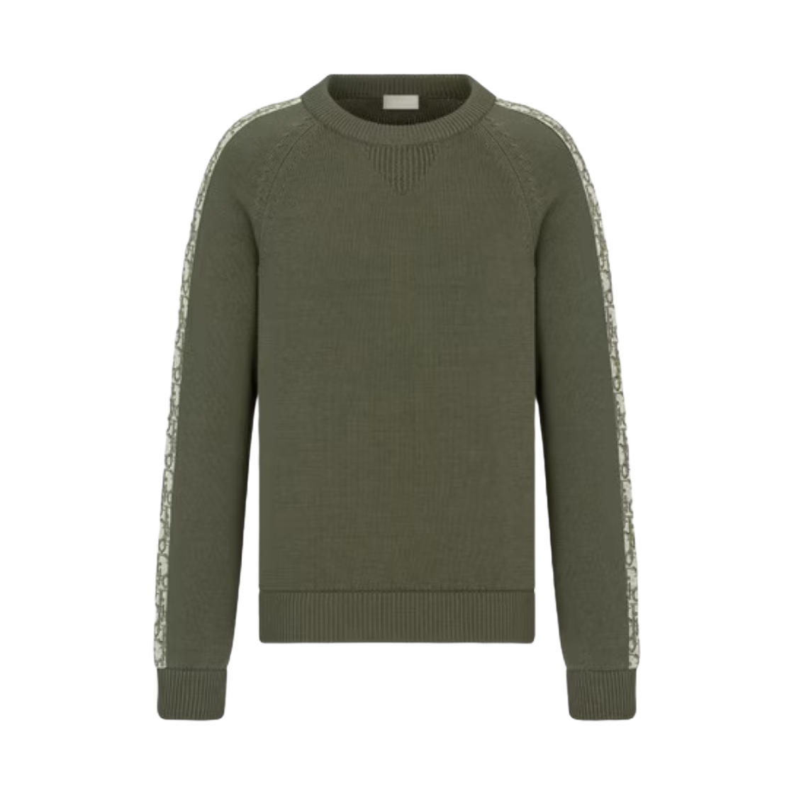 113M638AT187-C686 Dior Sweater with Dior Oblique Inserts Cotton Jersey Khaki