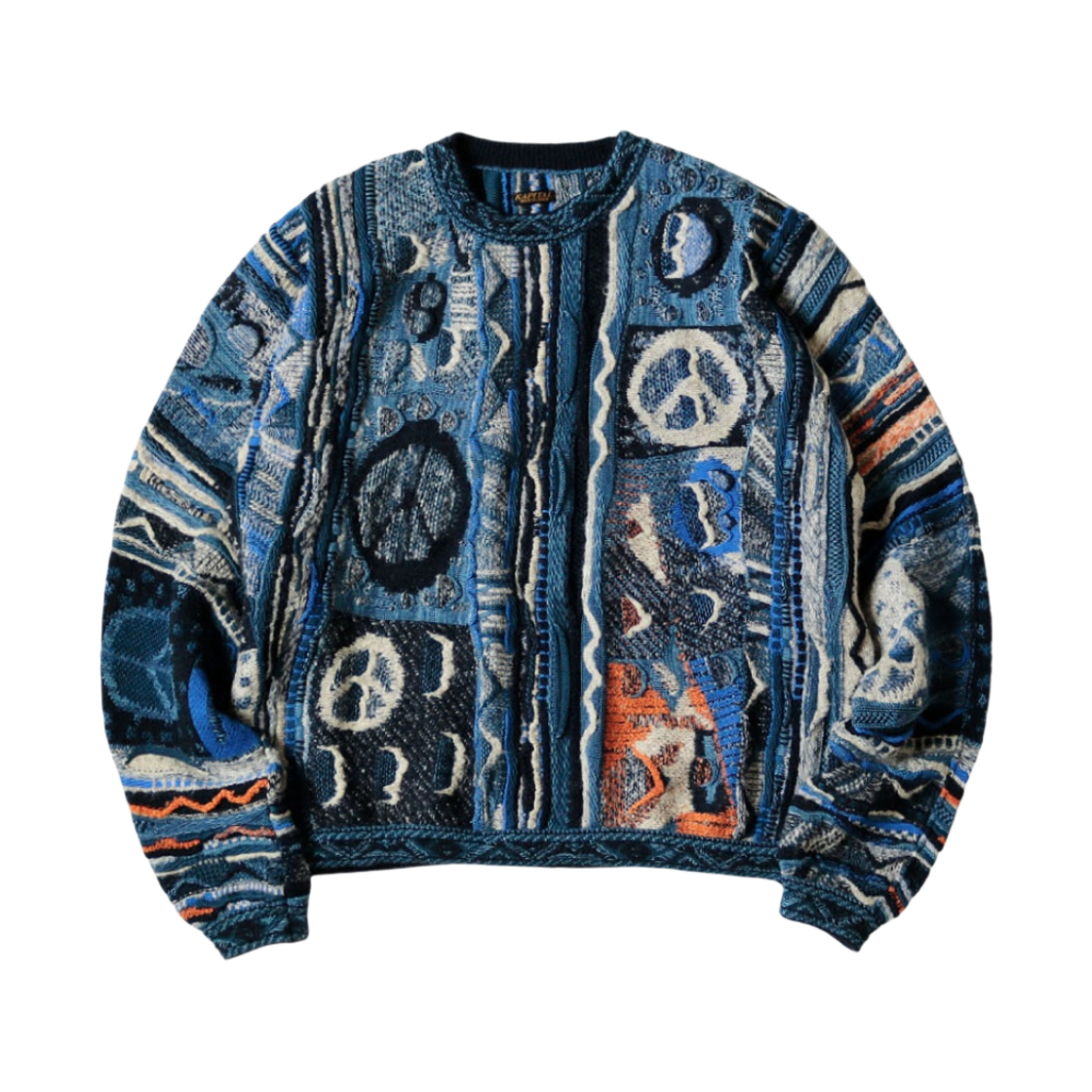 EK-679/1496/1858KN Kapital 7G Boro Gaudy Crew Sweater Navy