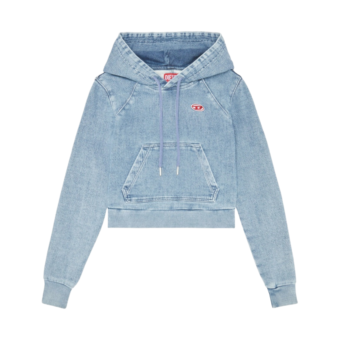 (W) 디젤 D-앤지 트랙 데님 후드 라이트 블루((W) Diesel D-Angy Track Denim Hoodie Light Blue) - 1