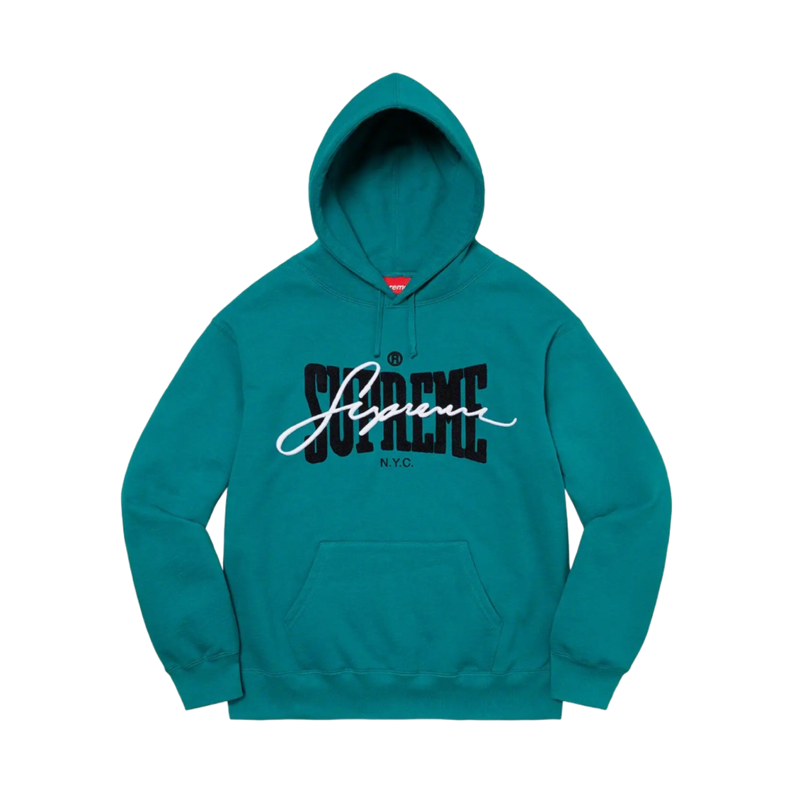 - Supreme Embroidered Chenille Hooded Sweatshirt Dark Teal - 22SS