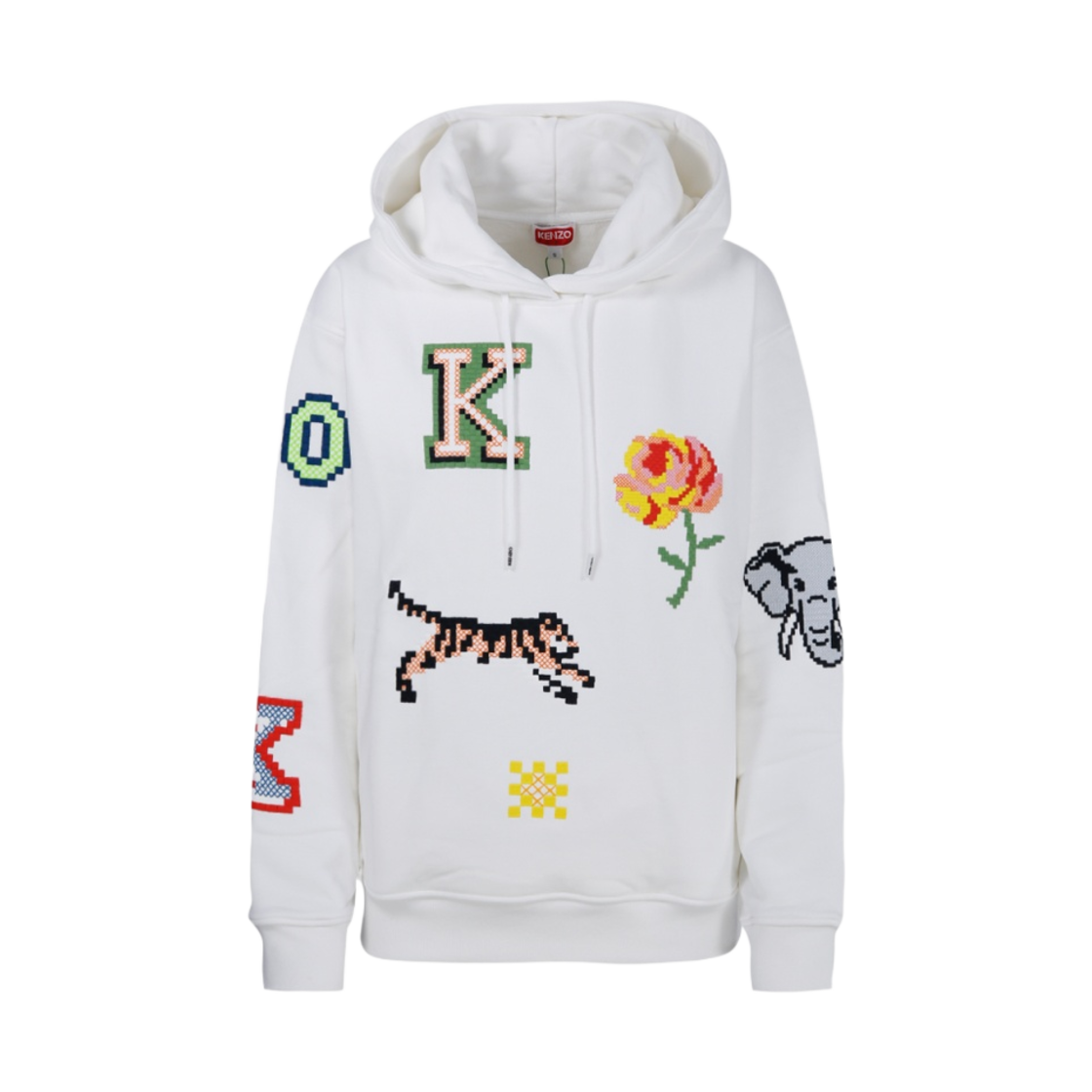 겐조 픽셀 오버사이즈 후드 스웨트셔츠 화이트(Kenzo Pixel Oversize Hoodie Sweatshirt White)