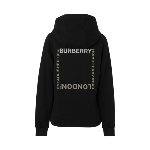 Burberry Horseferry Square Print Cotton Hoodie Black
