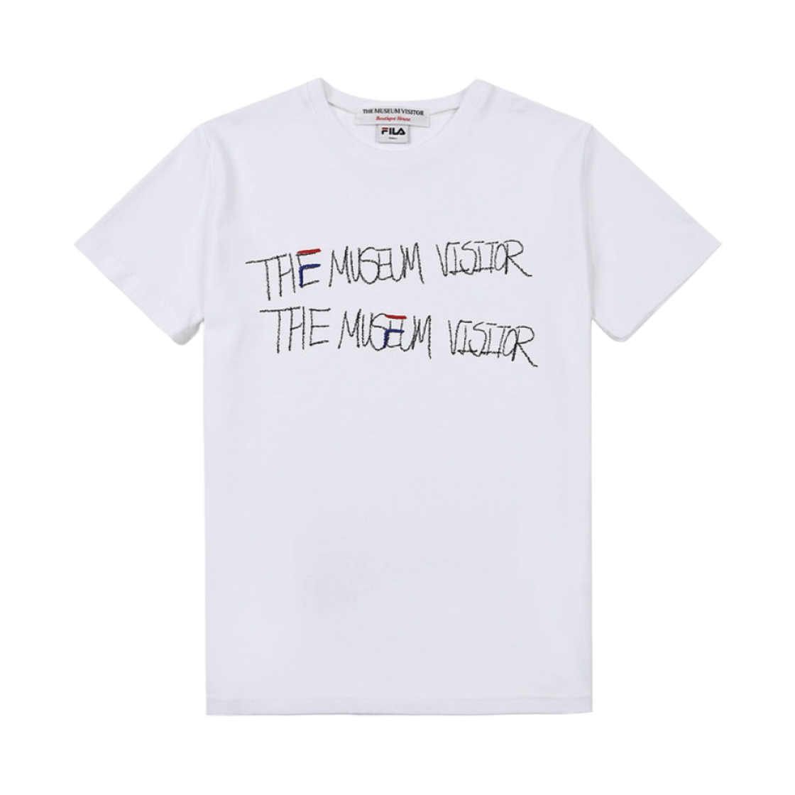 더뮤지엄비지터 x 휠라 티셔츠 화이트(The Museum Visitor x Fila T-Shirt White)
