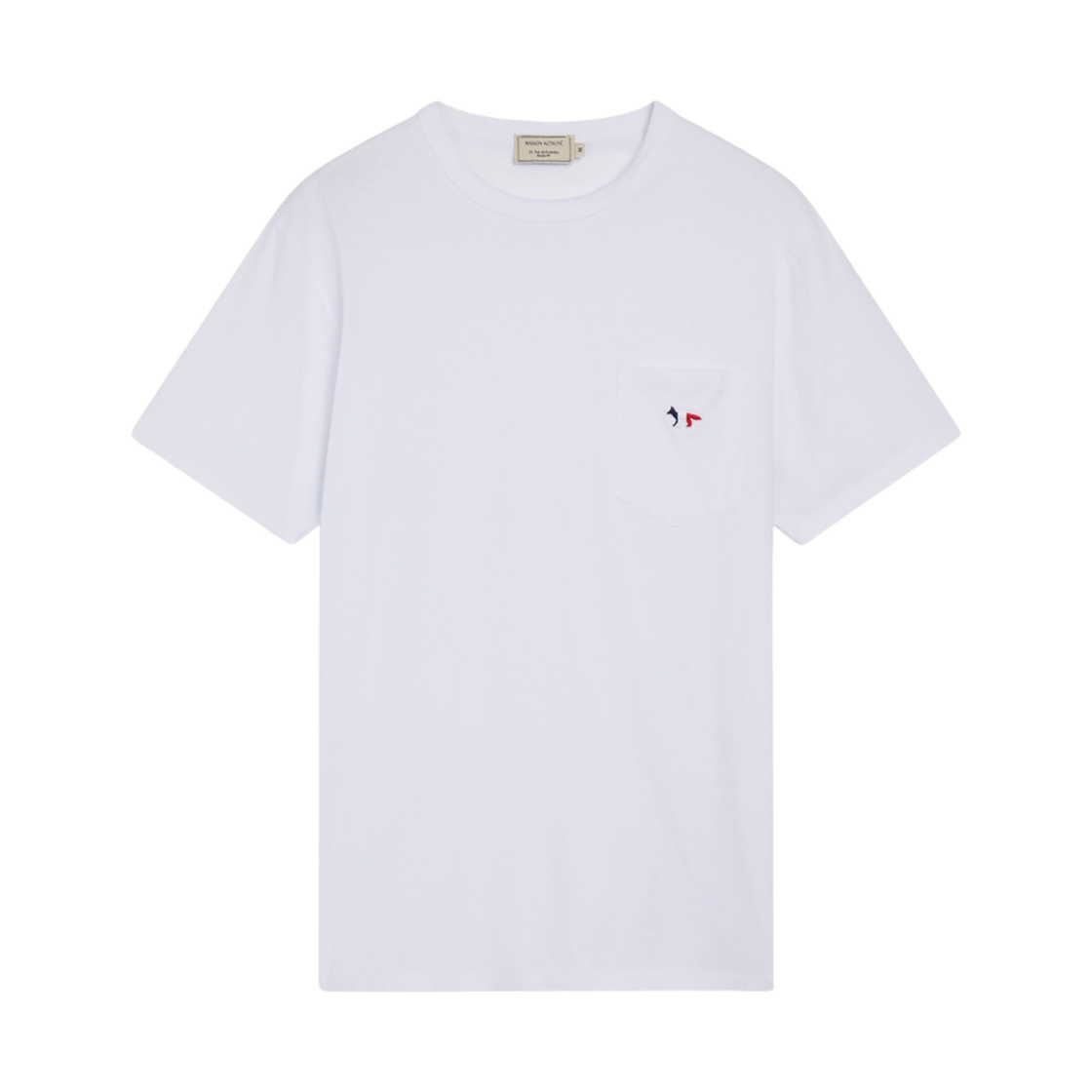 메종 키츠네 트라이컬러 폭스 패치 클래식 포켓 티셔츠 화이트
