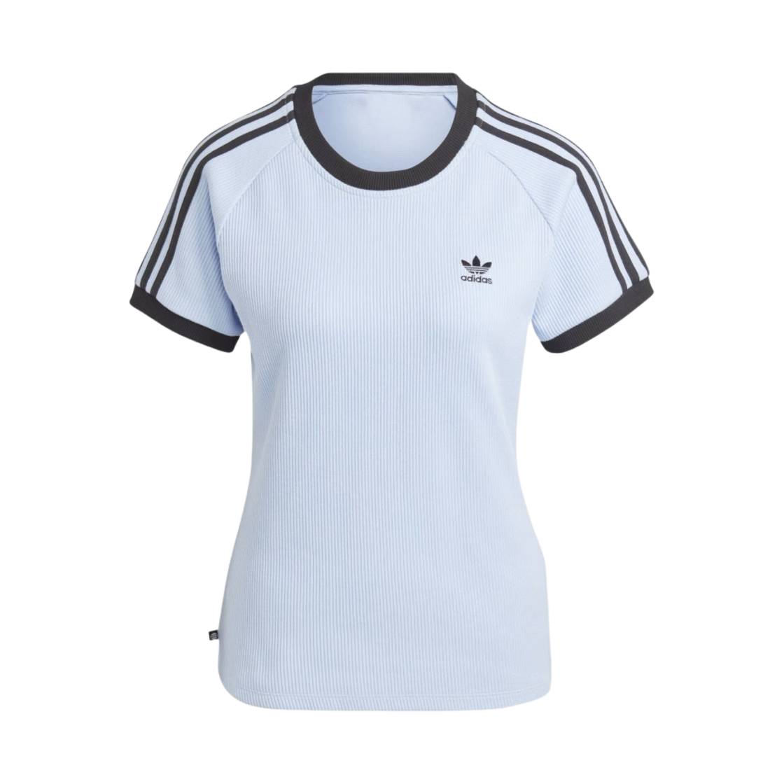 (W) 아디다스 삼선 슬림 티셔츠 블루 던 - US 사이즈((W) Adidas 3-Stripes Slim T-Shirt Blue Dawn - US Sizing)