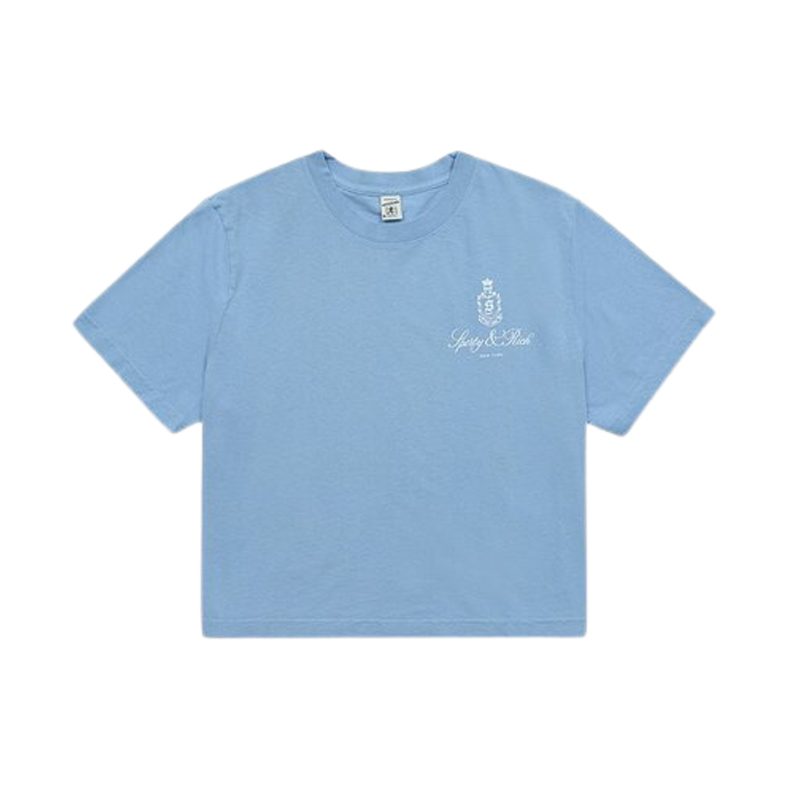 TS832SK (W) Sporty & Rich Vendome Cropped T-Shirt Sky Blue White