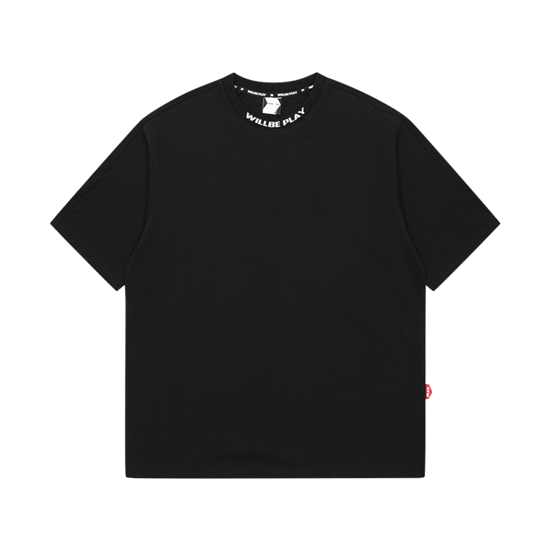 EWB1SSBK1 WILLBE PLAY Neck Logo T-Shirt Black