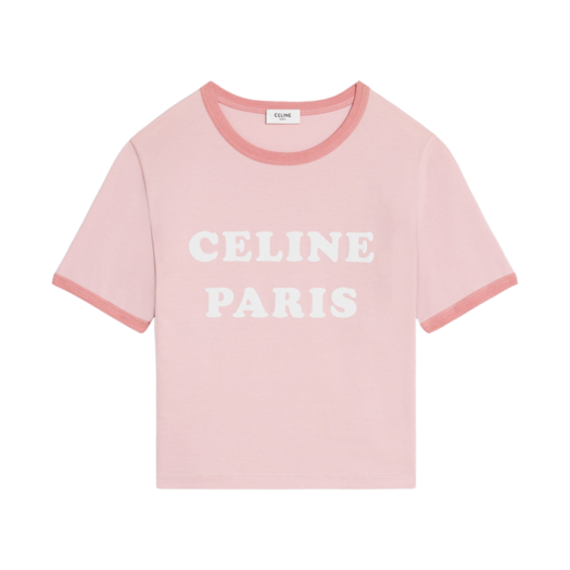 (W) Celine Paris 70's T-Shirt in Cotton Jersey Light Rose Vieux Rose