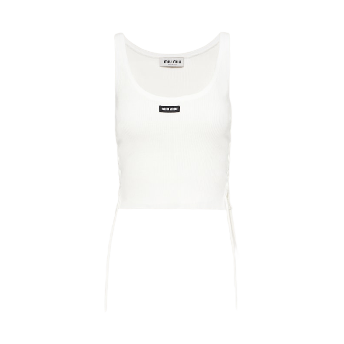 (W) 미우 미우 코튼 저지 탱크 탑 화이트((W) Miu Miu Cotton Jersey Tank Top White) - 1