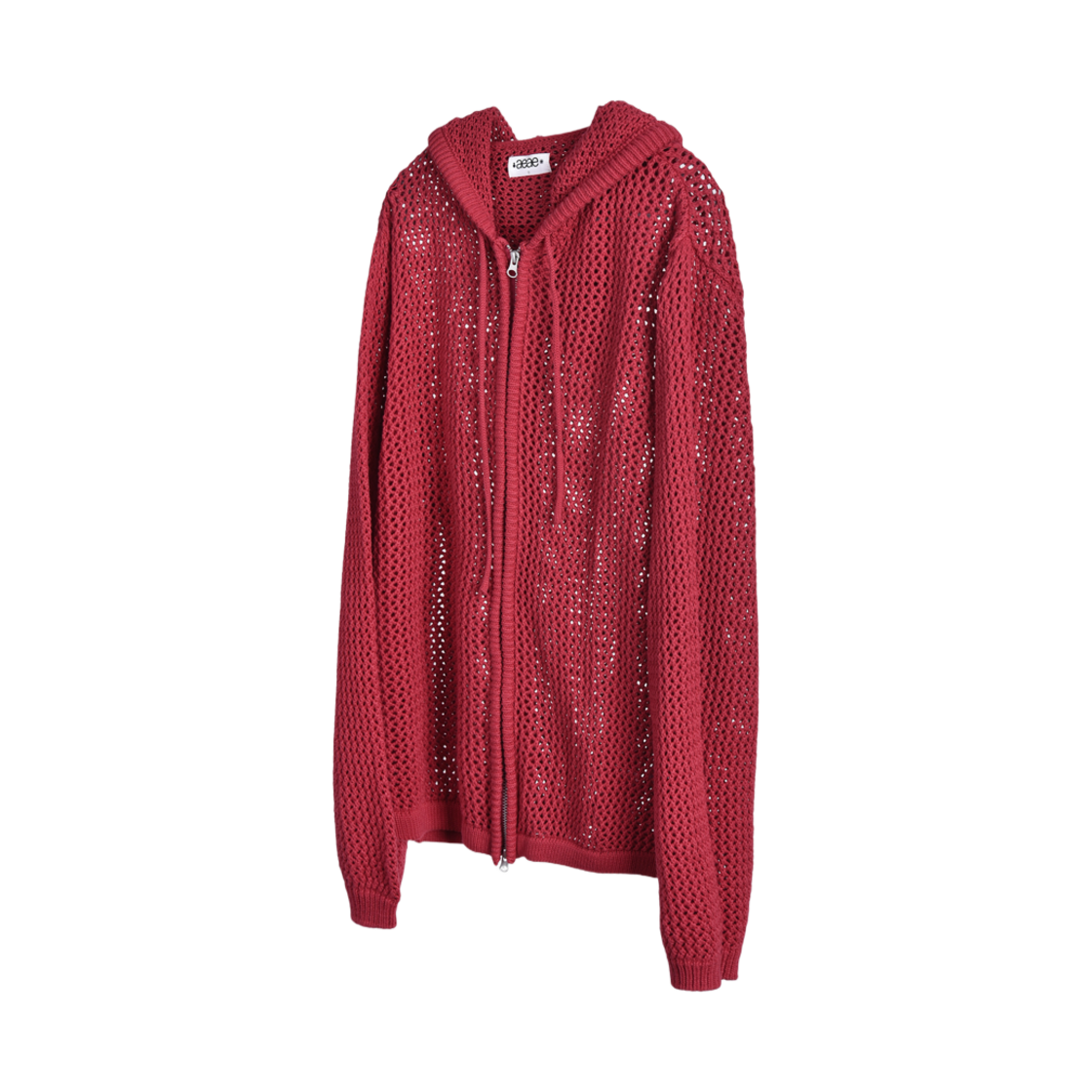 (W) 에이에이 메쉬 니트 후디 딥 레드((W) Aeae Mesh Knit Hoodie Deep Red)