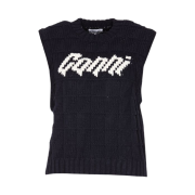 (W) Ganni Cotton Rope Vest Sky Captain