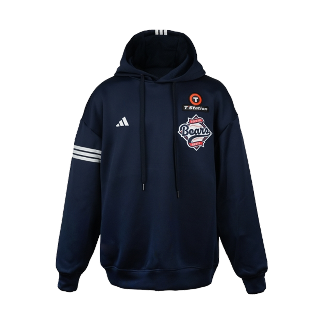 두산 베어스 x 아디다스 2025 어센틱 벤치 후드티 네이비 - KR 사이즈(Doosan Bears x Adidas 2025 Authentic Bench Hoodie Navy - KR Sizing)