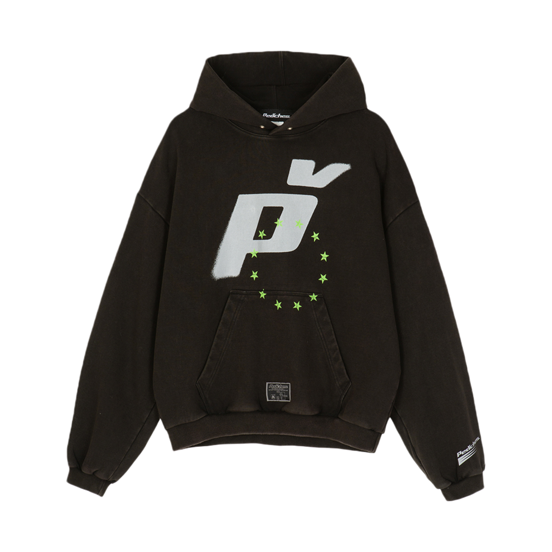 PCS24MXHD005 Peaches Broken Signature Logo Hoodie Black