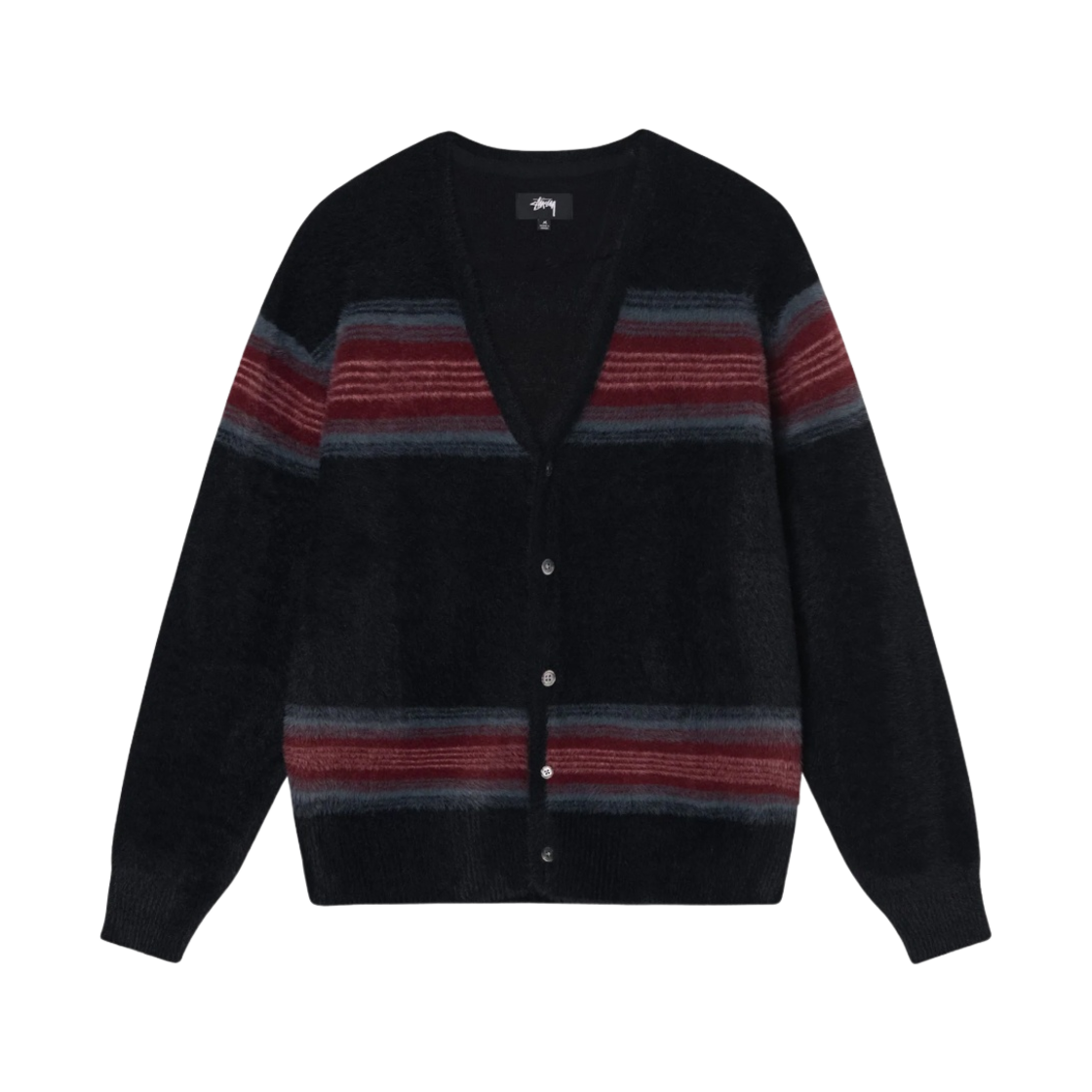 스투시 스트라이프 쉐기 가디건 블랙(Stussy Stripe Shaggy Cardigan Black) - 1