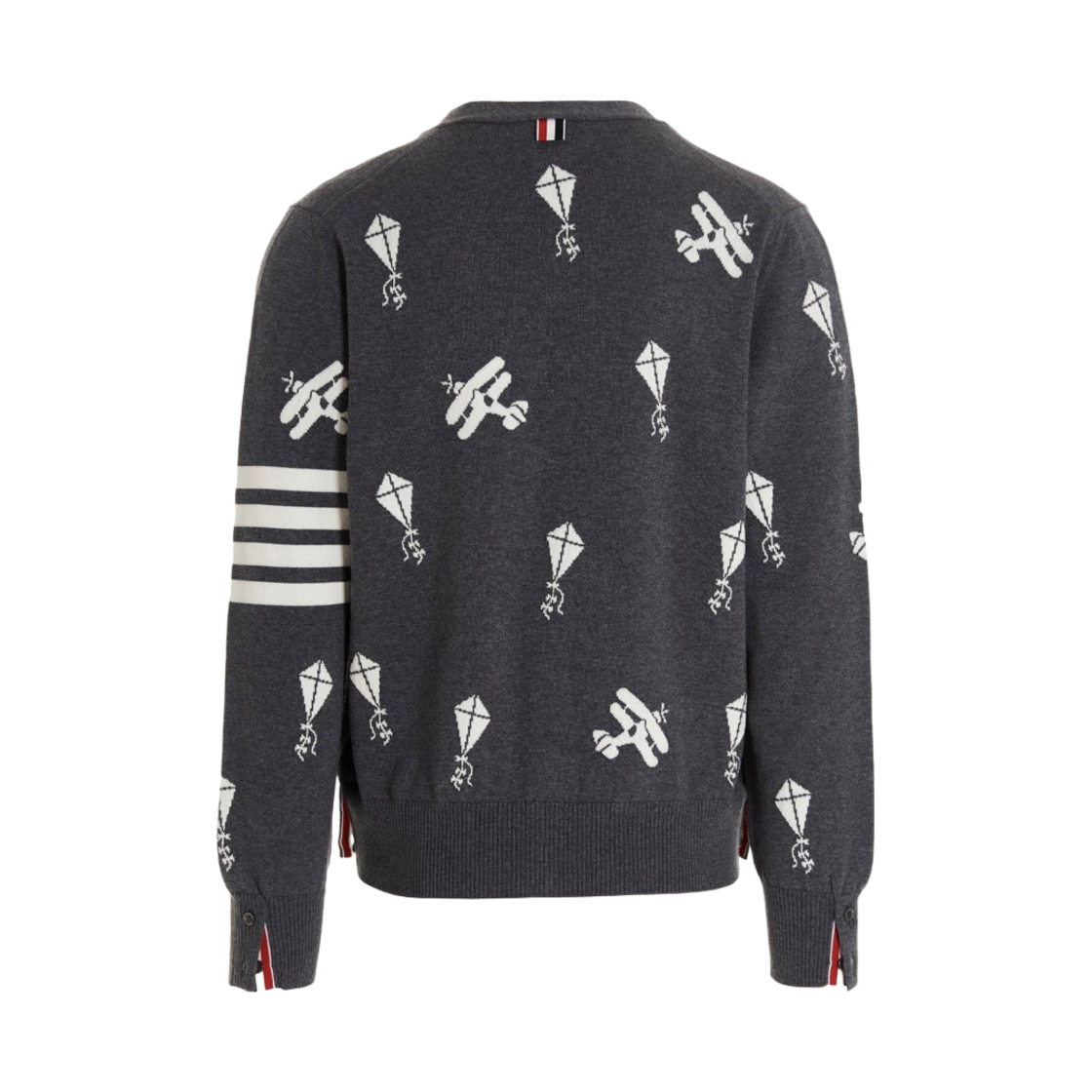 톰브라운 파인 메리노 울 하프 드롭 스카이 아이콘 사선 릴렉스 핏 가디건 미디움 그레이(Thom Browne Fine Merino Wool Half Drop Sky Icons 4-Bar Relaxed Fit Cardigan Medium Grey) - 2