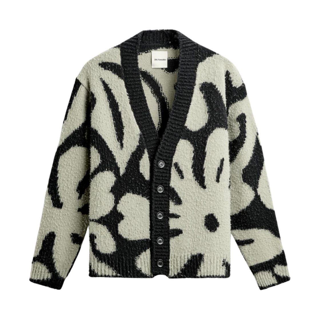 ZARA Nanushka フローラルインターシャカーディガン ZARA MAN NWT FW24 FLORAL INTARSIA CARDIGAN X NANUSHKA washed