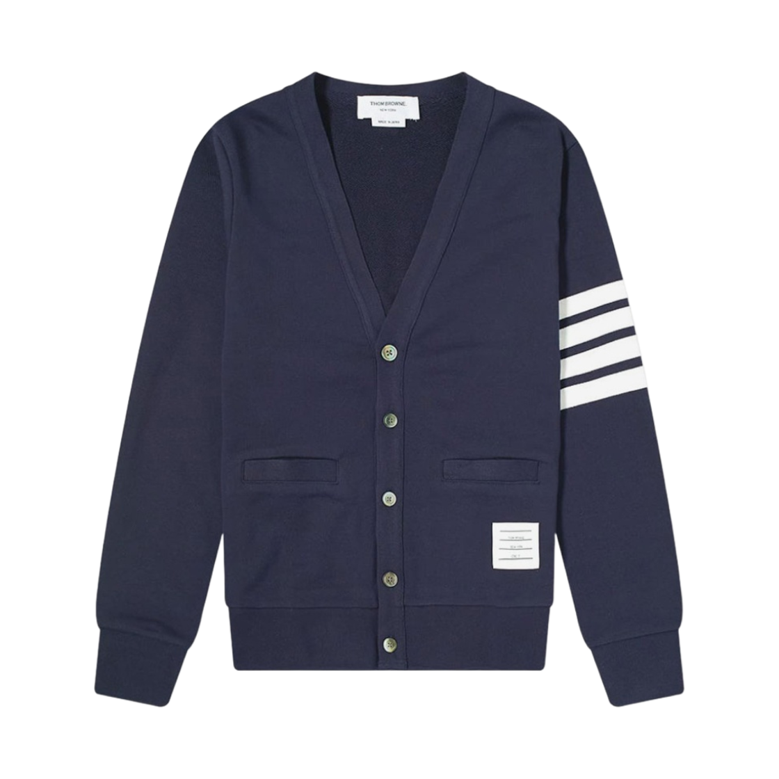 톰브라운 루프백 저지 사선 가디건 네이비(Thom Browne Loopback Jersey 4-Bar Cardigan Navy) - 1