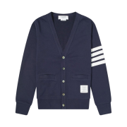 Thom Browne Loopback Jersey 4-Bar Cardigan Navy