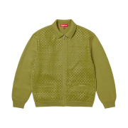 Supreme Woven Leather Zip Up Cardigan Green - 24FW