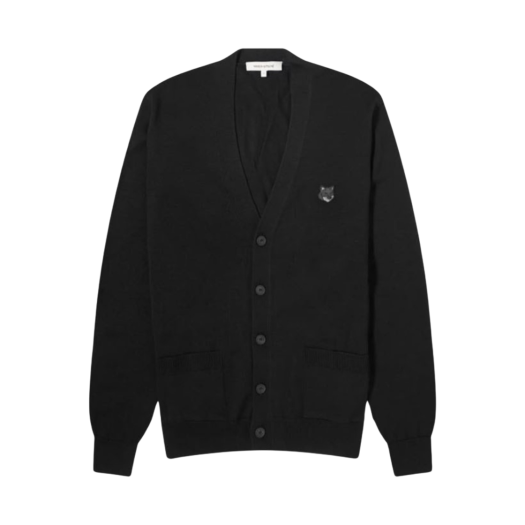 MM00509KT1036-P199 Maison Kitsune Bold Fox Head Patch Regular Cardigan Black