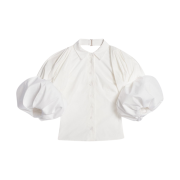 (W) Jacquemus La Chemise Maraca Puffed Sleeve Shirt White