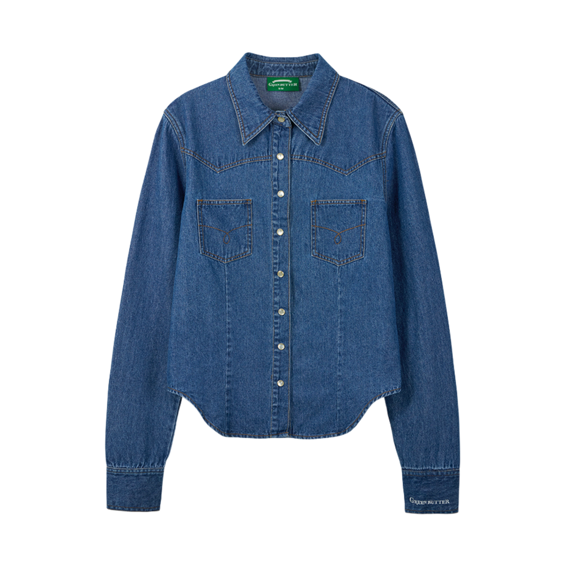 그린버터 웨스턴 데님 셔츠 미디움 블루