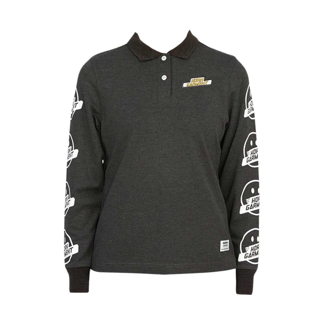 HCW-2C-AP51 (W) Horn Garment Golf Wear Gimme Long Sleeve Polo T-Shirt Black