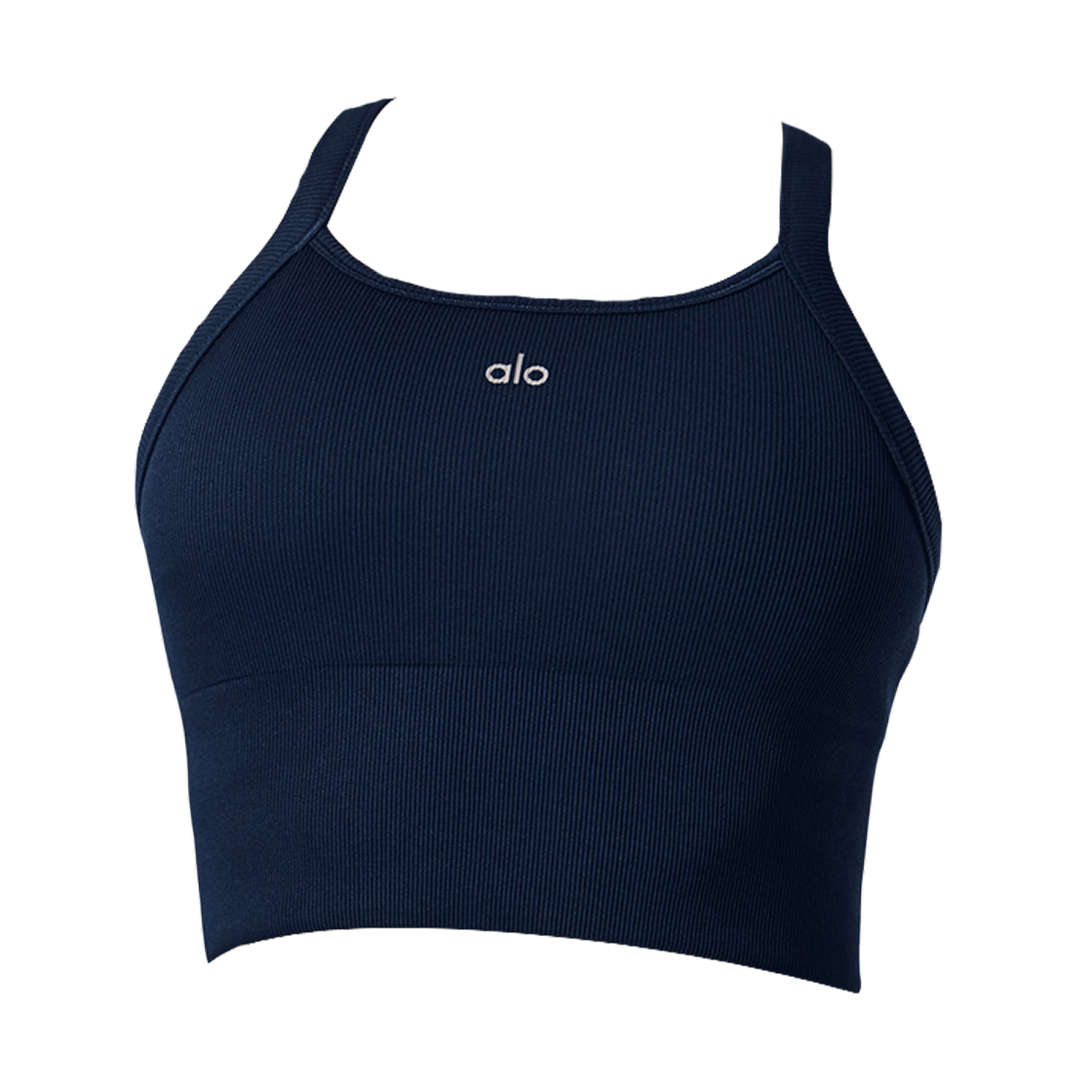 (W) 알로 요가 심리스 립드 페이버릿 브라 탱크 네이비((W) Alo Yoga Seamless Ribbed Favorite Bra Tank Navy)