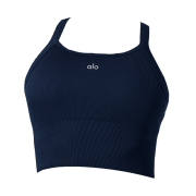 (W) Alo Yoga Seamless Ribbed Favorite Bra Tank Navy