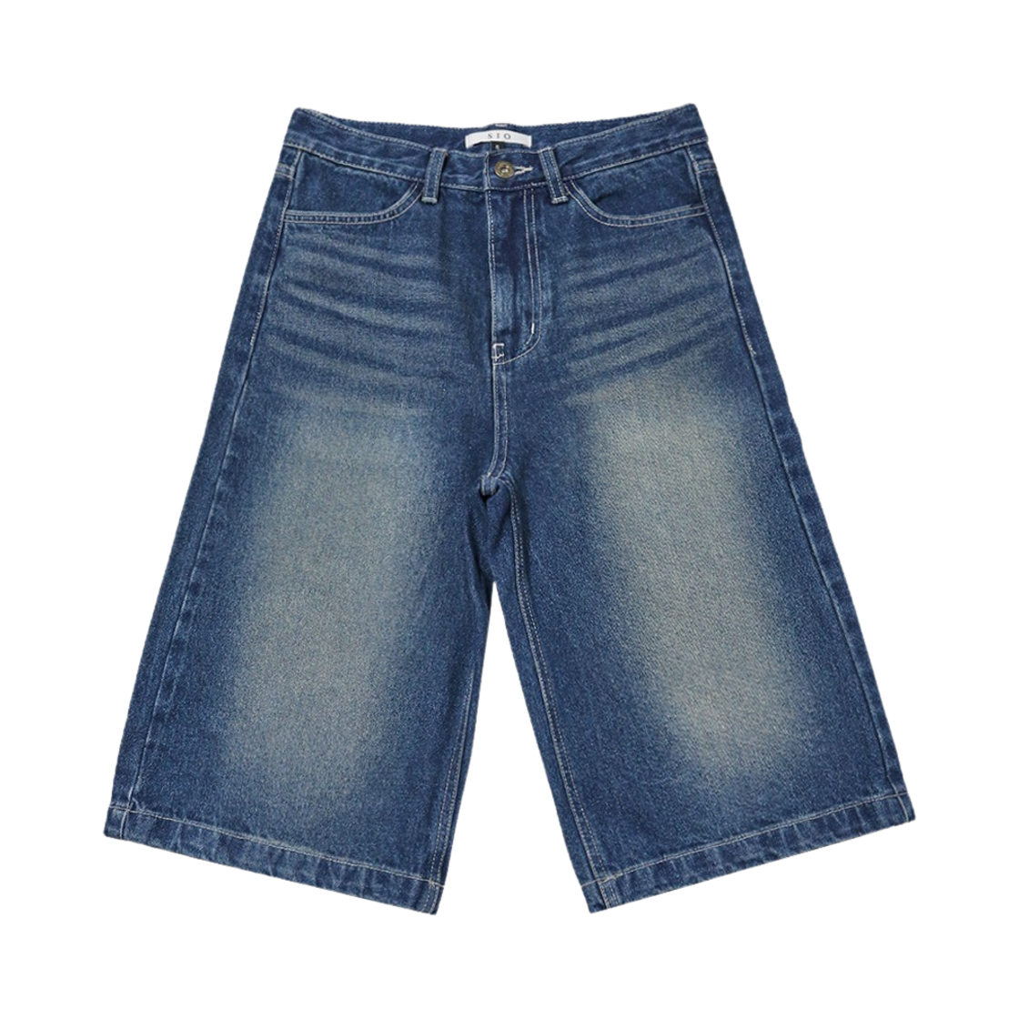 6117215 SIO Washed Half Denim Pants Blue