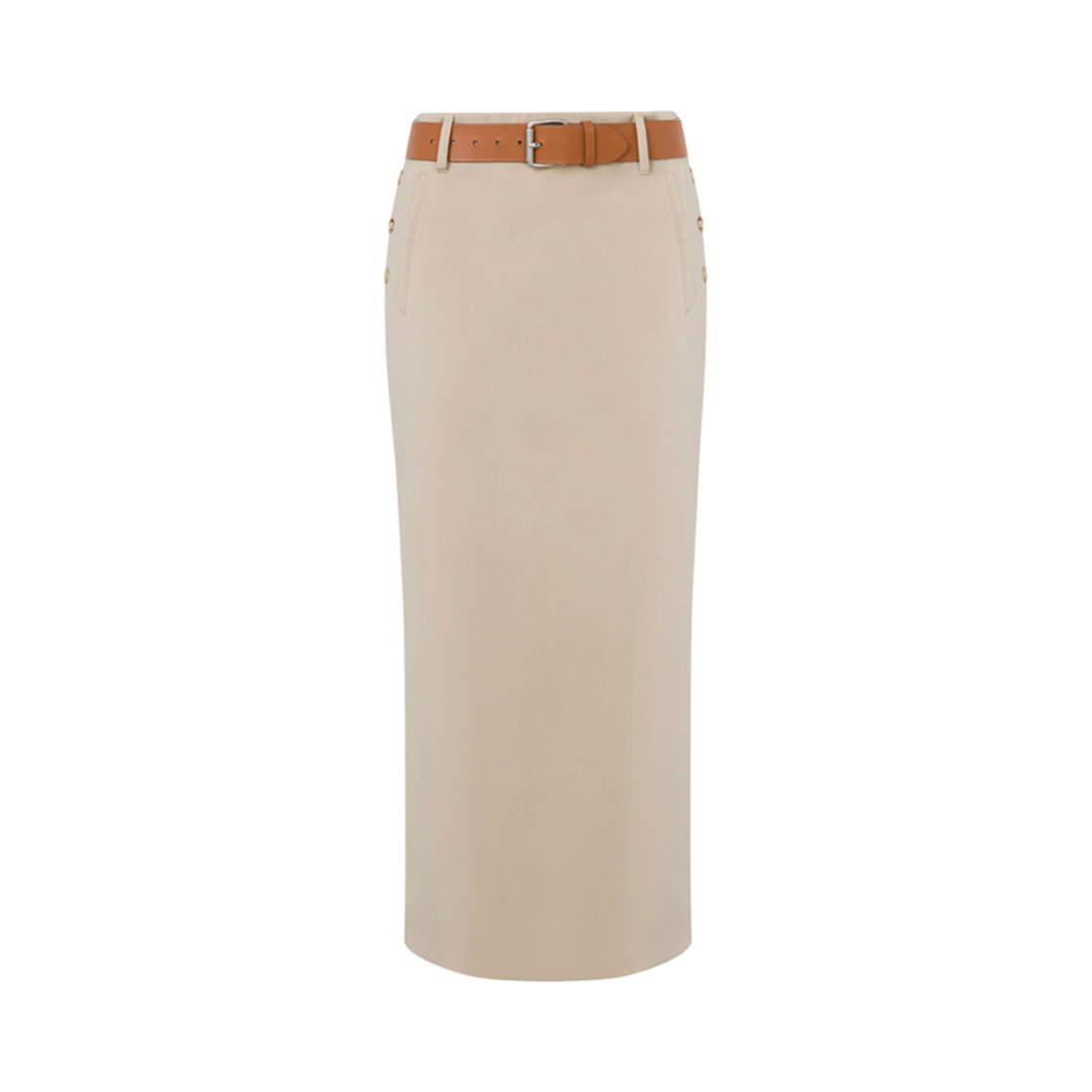A010405170020 (W) Moschino Tailored Twist Wool Twill Skirt Light Brown