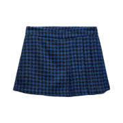 (W) Zara Box Pleat Houndstooth Skorts Blue Black