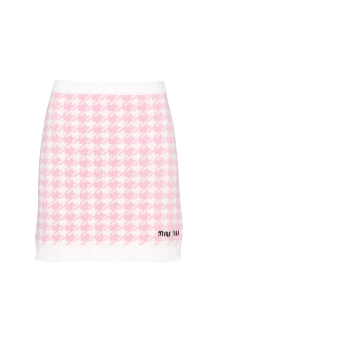 (W) 미우 미우 캐시미어 스커트 화이트 핑크((W) Miu Miu Cashmere Skirt White Pink) - 1