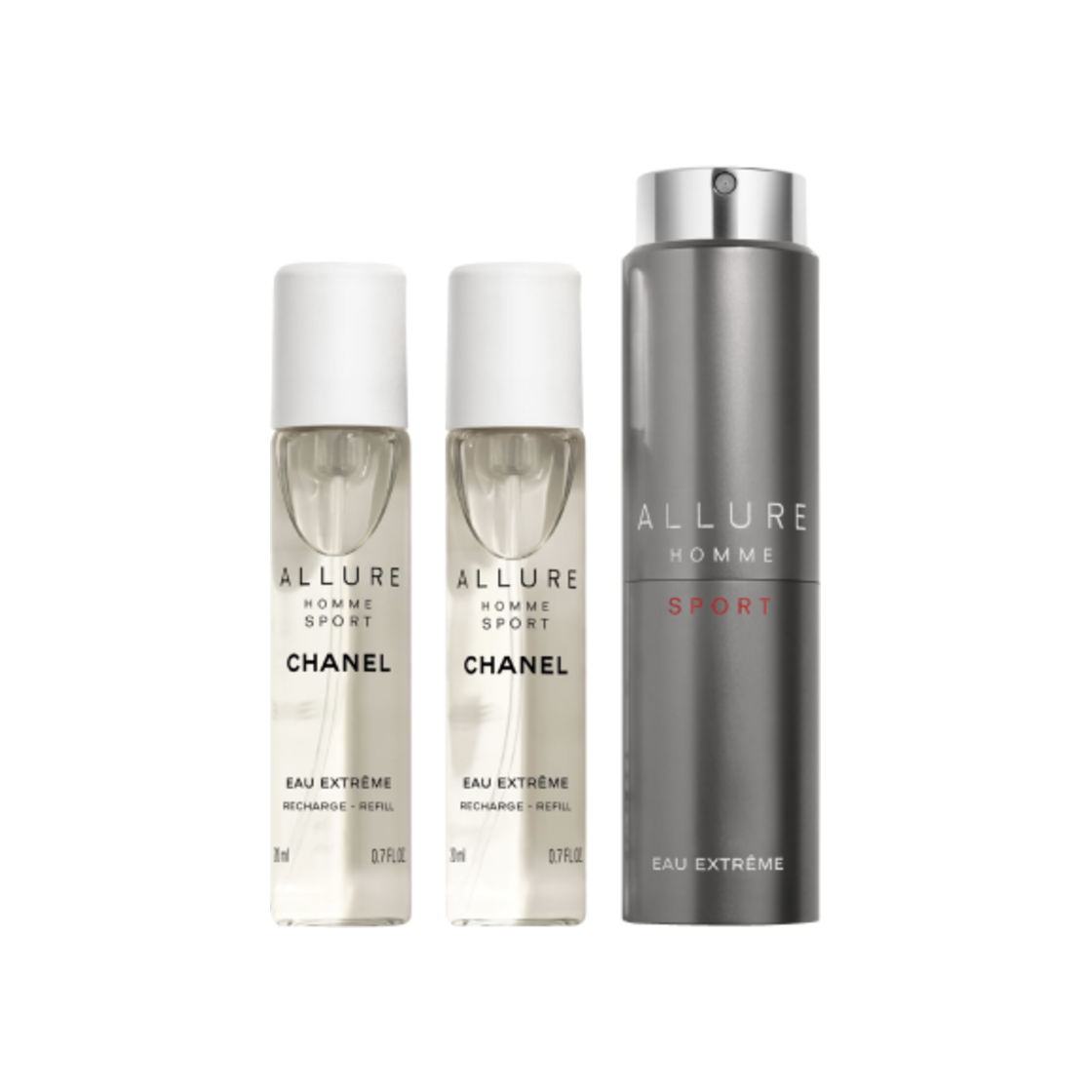 샤넬 알뤼르 옴므 스포츠 오 엑스트렘므 오 드 빠르펭 트위스트 앤 스프레이 리필어블 보틀 3 x 20ml(Chanel Allure Homme Sport Eau Extreme Eau De Parfum Twist and Spray Refillable Bottle 3 x 20ml) - 1