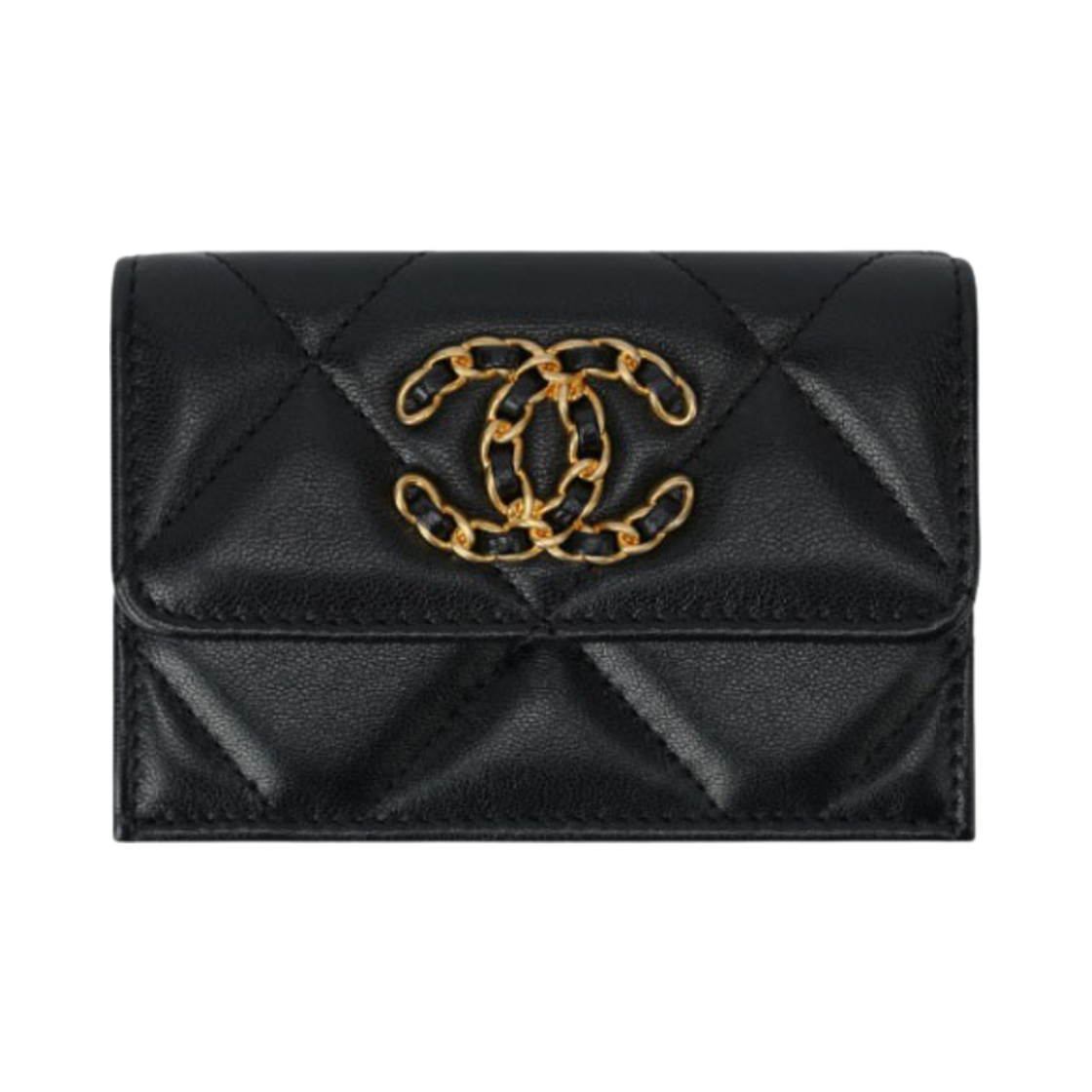 샤넬 19 스몰 플랩 지갑 램스킨 & 골드 메탈 블랙(Chanel 19 Small Flap Wallet Lambskin & Gold Black) - 1