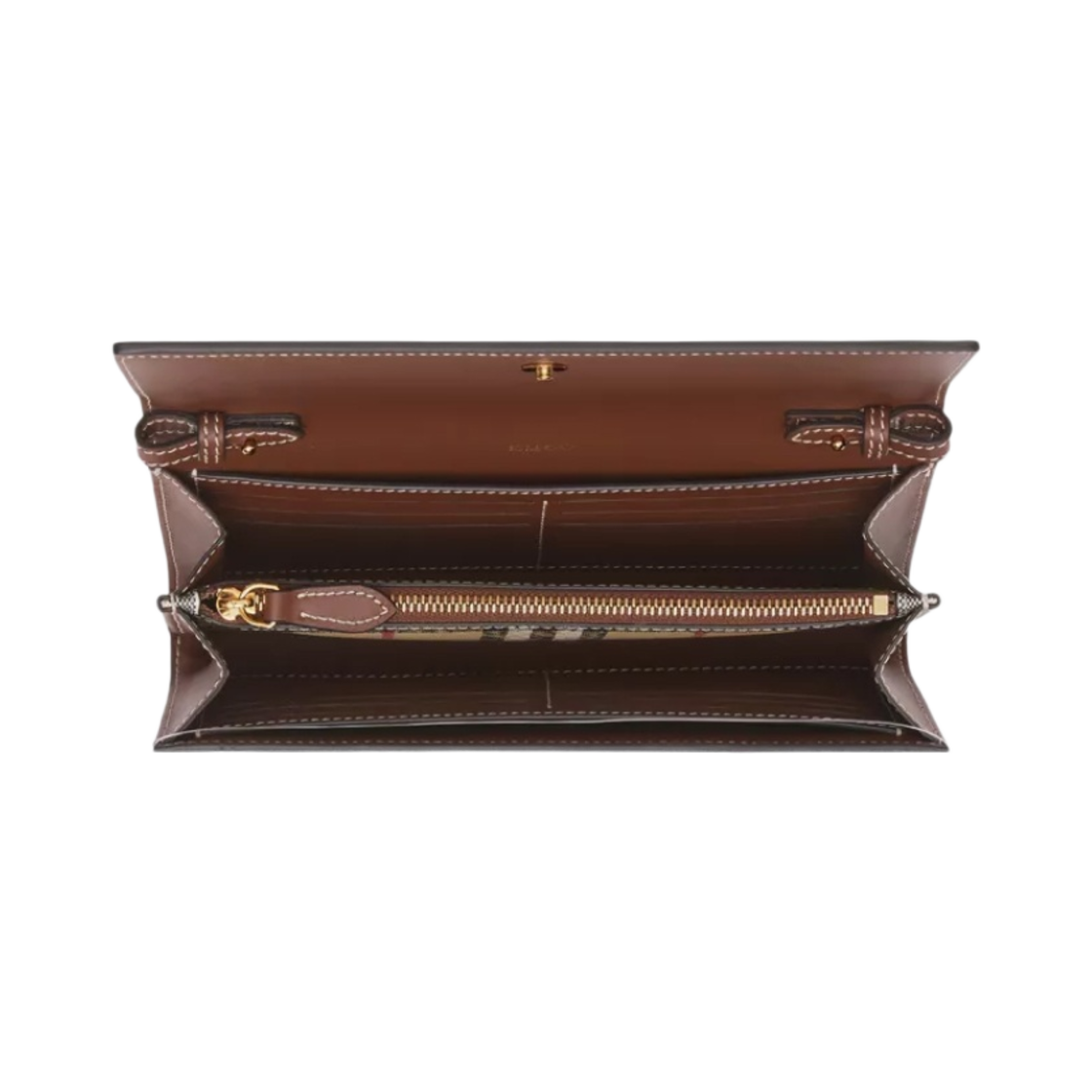 버버리 디테처블 스트랩 체크 레더 지갑 아카이브 베이지 탄(Burberry Check Leather Wallet with Detachable Strap Archive Beige Tan) - 2