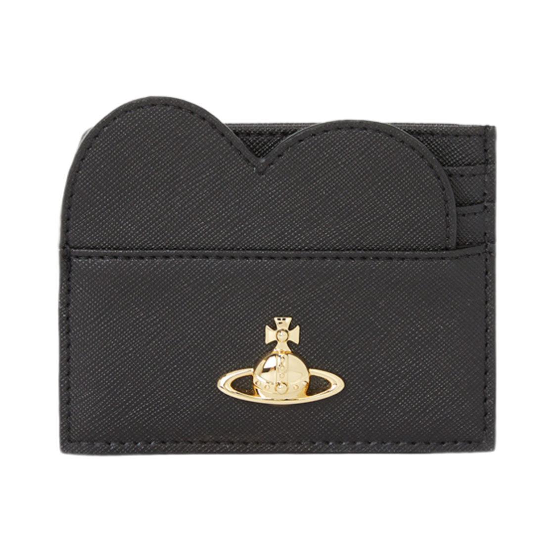 54030008W-S0021-N402 Vivienne Westwood Saffiano Leather Heart Card Holder Black
