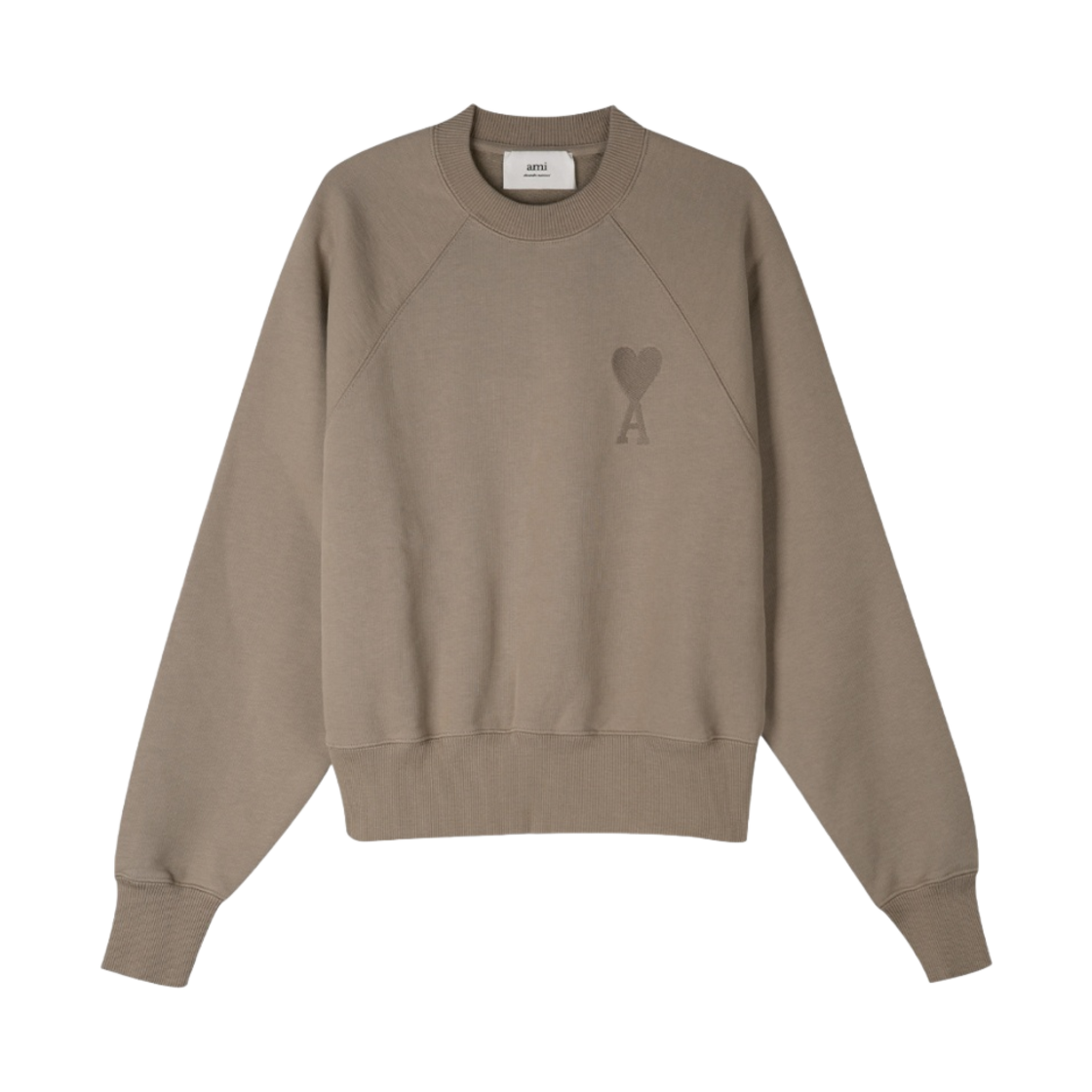 아미 톤온톤 하트 로고 스웨트셔츠 베이지 폰스(AMI de Coeur Tone-On-Tone Sweatshirt Beige Fonce) - 1