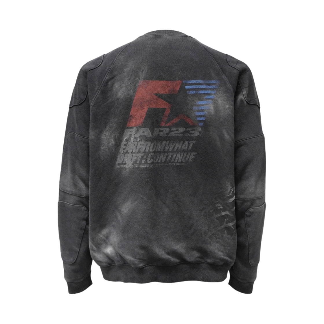 파프롬왓 파 워시드 더블 레이어 패치 스웨트셔츠 블랙(Farfromwhat Far Washed Double Layer Patched Sweatshirt Black)